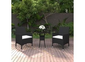 8720286203057 - 3-tlg Garten-EssgruppeGartenmöbel Set Poly Rattan Schwarz vidaXL