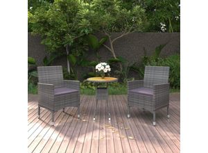 8720286203101 - Bonnevie - 3-tlg Garten-EssgruppeGartenmöbel Set Poly Rattan Grau vidaXL