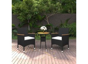 8720286203132 - Bonnevie - 3-tlg Garten-EssgruppeGartenmöbel Set Poly Rattan Schwarz vidaXL