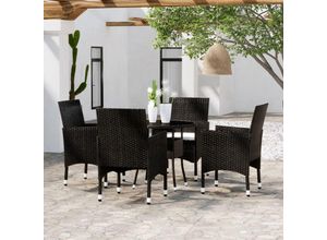 8720286203354 - Bonnevie - 5-tlg Garten-EssgruppeGartenmöbel Set Poly Rattan Schwarz vidaXL