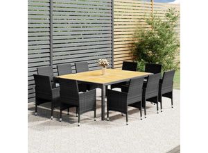 8720286204146 - Bonnevie - 11-tlg Garten-EssgruppeGartenmöbel Set Poly Rattan Grau vidaXL