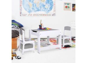 8720286204290 - Kindertisch mit 2 Stühlen Weiß MDF vidaXL - Weiß