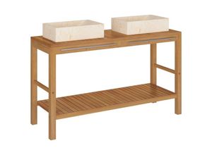 8720286206386 - Waschtisch Massivholz Teak mit Waschbecken Marmor Creme vidaXL