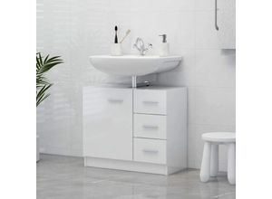 8720286216361 - Bonnevie - WaschbeckenunterschrankWaschtischunterschrank Hochglanz-Weiß 63x30x54 cm Spanplatte vidaXL