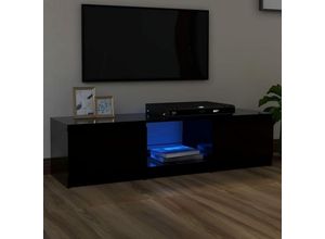 8720286217030 - Bonnevie - TV-SchrankTV-Möbel mit LED-Leuchten Schwarz 140x40x355 cm vidaXL