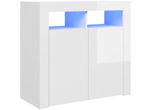 8720286217443 - Bonnevie - SideboardKommode mit LED-Leuchten Hochglanz-Weiß 80x35x75 cm vidaXL