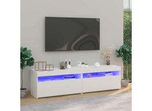 8720286218020 - Bonnevie - TV-Schränke 2 Stk TV-Möbel mit LED-Leuchten Weiß 75x35x40 cm vidaXL