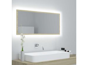 8720286221280 - Bonnevie - LED-BadspiegelWandspiegel Sonoma-Eiche 100x85x37 cm Acryl vidaXL