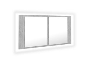 8720286221617 - Bonnevie - LED-Bad-SpiegelschrankBad Hängeschrank Betongrau 90x12x45 cm Acryl vidaXL