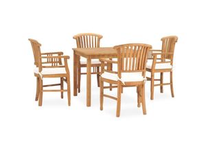 8720286224229 - Vidaxl - 5-tlg Garten-Essgruppe mit Kissen Massivholz Teak