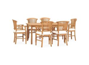 8720286224366 - Vidaxl - 7-tlg Garten-Essgruppe mit Kissen Massivholz Teak