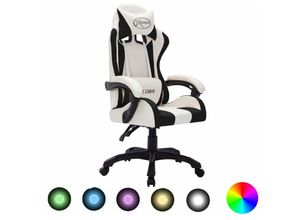 8720286224700 - Bonnevie - Gaming-Stuhl mit rgb LED-Leuchten Weiß und Schwarz Kunstleder vidaXL646269