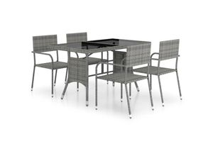 8720286225813 - 5-tlg Garten-Essgruppe Poly Rattan Anthrazit und Grau vidaXL