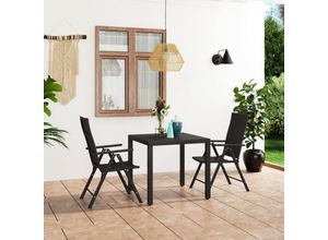 8720286228241 - 3-tlg Garten-EssgruppeGartenmöbel Set Schwarz vidaXL