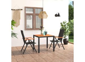 8720286228425 - 3-tlg Garten-EssgruppeGartenmöbel Set Schwarz und Braun vidaXL