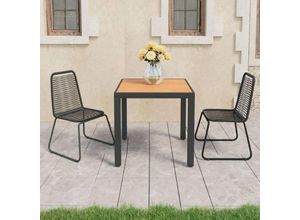 8720286228906 - 3-tlg Garten-EssgruppeGartenmöbel Set pvc Rattan Schwarz und Braun vidaXL