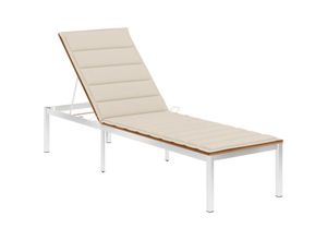 8720286238547 - Vidaxl - Sonnenliege mit Auflage Akazie Massivholz und Edelstahl Beige