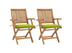 8720286263419 - Gartenstühle 2 Stk Gartensessel mit Hellgrünen Kissen Teak Massivholz vidaXL 8720286263419 - Gartenstühle 2 Stk Gartensessel mit Hellgrünen Kissen Teak Massivholz vidaXL