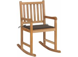 8720286266892 - Schaukelstuhl mit Taupe Kissen Massivholz Teak vidaXL - Braun