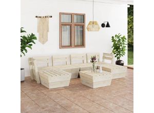 8720286276488 - Bonnevie - 7-tlg Garten-Paletten-Lounge-SetGartenmöbel-Set Imprägniertes Fichtenholz vidaXL