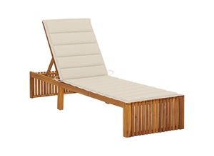 8720286280768 - Sonnenliege mit Auflage Akazie Massivholz vidaXL - Beige