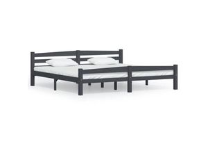 8720286327623 - Vidaxl - MassivholzbettSchlafzimmerbettDoppelbett Dunkelgrau Kiefer 200x200 cm