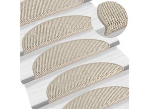 8720286329535 - vidaXL - Treppenstufenmatten - selbstklebend - 15 - Stück - Sisal-Optik - 56x17x3 - cm - taupe