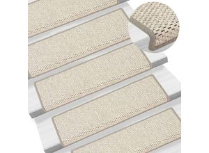 8720286329764 - Bonnevie - Treppenmatten Selbstklebend Sisal-Optik 15 Stk 65x21x4cm Beige vidaXL280245