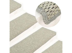 8720286329818 - Treppenmatten Selbstklebend Sisal-Optik 15 Stk 65x21x4 cm Grau vidaXL - Grau