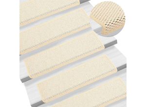 8720286329870 - Bonnevie - Treppenmatten Selbstklebend Sisal-Optik 15 Stk 65x21x4cm Creme vidaXL109945