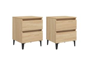 8720286356852 - Bonnevie - 2er-Set NachttischeBeistelltische Sonoma-Eiche 40x35x50 cm Holzwerkstoff vidaXL