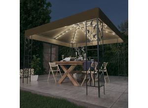 8720286365762 - Bonnevie - Pavillon Familienzelt mit LED-Lichterkette 3x3 m Taupe vidaXL