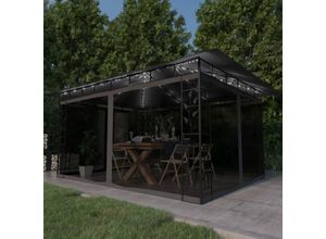 8720286365816 - Bonnevie - Pavillon Familienzelt mit Moskitonetz & LED-Lichterkette 4x3x273m Anthrazit vidaXL