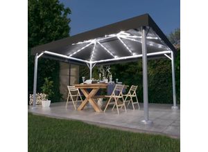 8720286366158 - vidaXL Partyzelt Pavillon mit LED-Lichterkette 400x300 cm Cremeweiß Aluminium