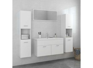 8720286373033 - Bonnevie - Badmöbel-SetBadezimmermöbel Weiß Holzwerkstoff vidaXL