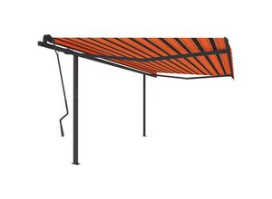 8720286405741 - Bonnevie - GelenkarmmarkiseWindfest Sonnenmarkise Automatisch mit Pfosten 45x35 m Orange Braun vidaXL