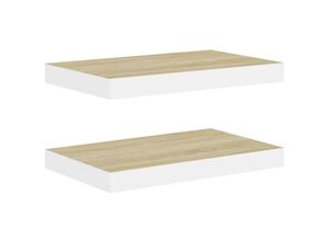 8720286416723 - Bonnevie - Schweberegale 2 Stk Wandregale Eichenoptik und Weiß 40x23x38 cm mdf vidaXL