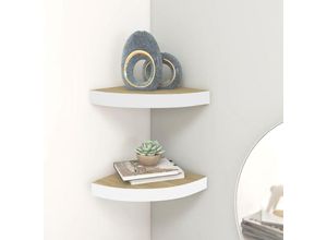 8720286417324 - Bonnevie - Eck-Wandregal 2 Stk Eiche und Weiß 25x25x38 cm mdf vidaXL 8720286417324 - Bonnevie - Eck-Wandregal 2 Stk Eiche und Weiß 25x25x38 cm mdf vidaXL