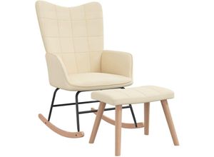 8720286423912 - Bonnevie - Schaukelsessel mit Hocker Creme Stoff vidaXL401854