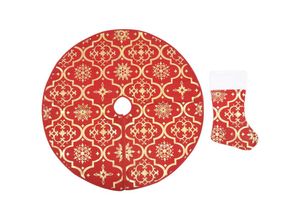 8720286445853 - Bonnevie - Luxus-Weihnachtsbaumdecke mit SockeKunstbaum Rot 122 cm Stoff vidaXL