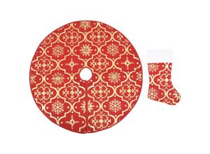 8720286445860 - Vidaxl - Luxus-Weihnachtsbaumdecke mit Socke Rot 150 cm Stoff