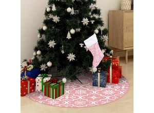 8720286445945 - Bonnevie - Luxus-Weihnachtsbaumdecke mit SockeKunstbaum Rosa 122 cm Stoff vidaXL