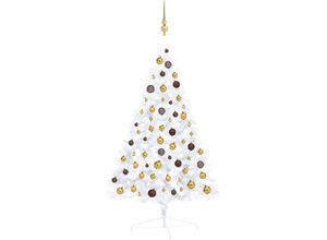 8720286495698 - Bonnevie - Künstlicher Halber WeihnachtsbaumKunstbaum mit LEDs & Kugeln Weiß 120 cm vidaXL