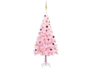 8720286495865 - Bonnevie - Künstlicher Weihnachtsbaum mit Beleuchtung & Kugeln Rosa 180cm vidaXL96439