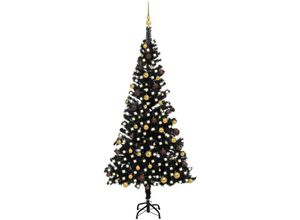 8720286495926 - Bonnevie - Künstlicher WeihnachtsbaumKunstbaum mit LEDs & Kugeln Schwarz 210 cm pvc vidaXL