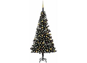 8720286495933 - Bonnevie - Künstlicher WeihnachtsbaumKunstbaum mit LEDs & Kugeln Schwarz 240 cm pvc vidaXL