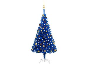 8720286495957 - Bonnevie - Künstlicher WeihnachtsbaumKunstbaum mit LEDs & Kugeln Blau 150 cm pvc vidaXL