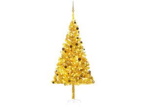 8720286496084 - Bonnevie - Künstlicher Weihnachtsbaum Beleuchtung & Kugeln Gold 240 cm vidaXL522715