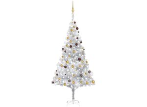 8720286496138 - Bonnevie - Künstlicher Weihnachtsbaum Beleuchtung & Kugeln Silber 240 cm vidaXL963597