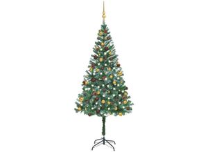 8720286496152 - Bonnevie - Künstlicher WeihnachtsbaumKunstbaum mit LEDs & Kugeln & Zapfen 180 cm vidaXL